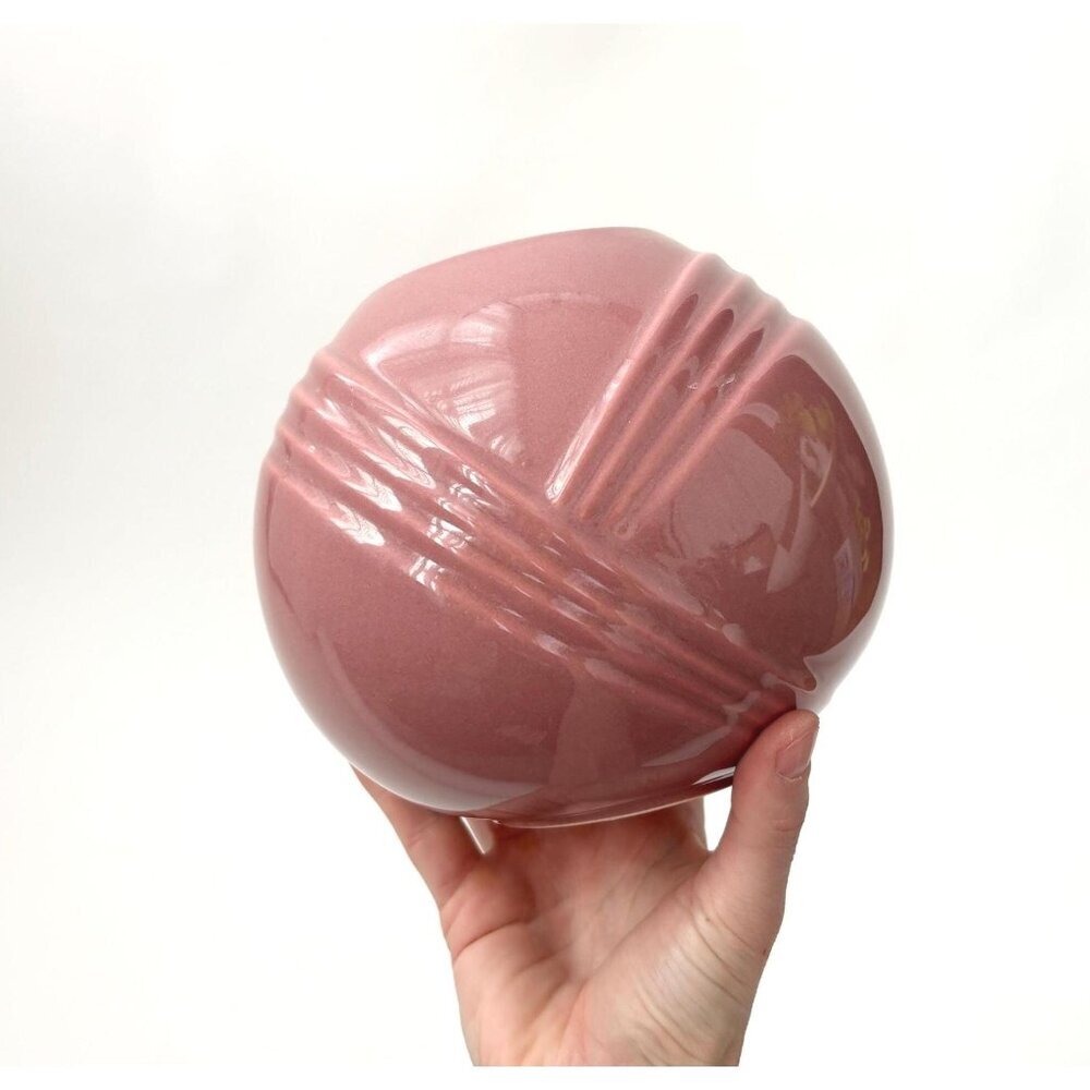 Dusty Rose Minimalist Bulbous Glazed Pottery Midcentury Modern 1980's Vase